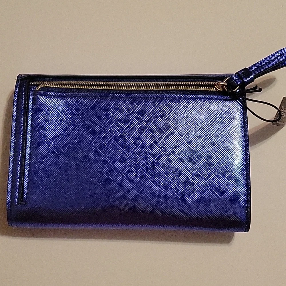 Victoria's Secret Jewel Envelope Pouch Wallet in metallic royal blue.‎ NWT.
